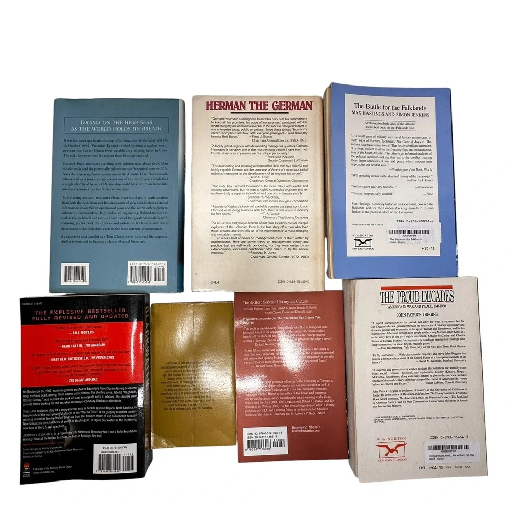 Lot‎ of 7 War History Books Fiction/Non Fiction October Fury (signed), Herman..